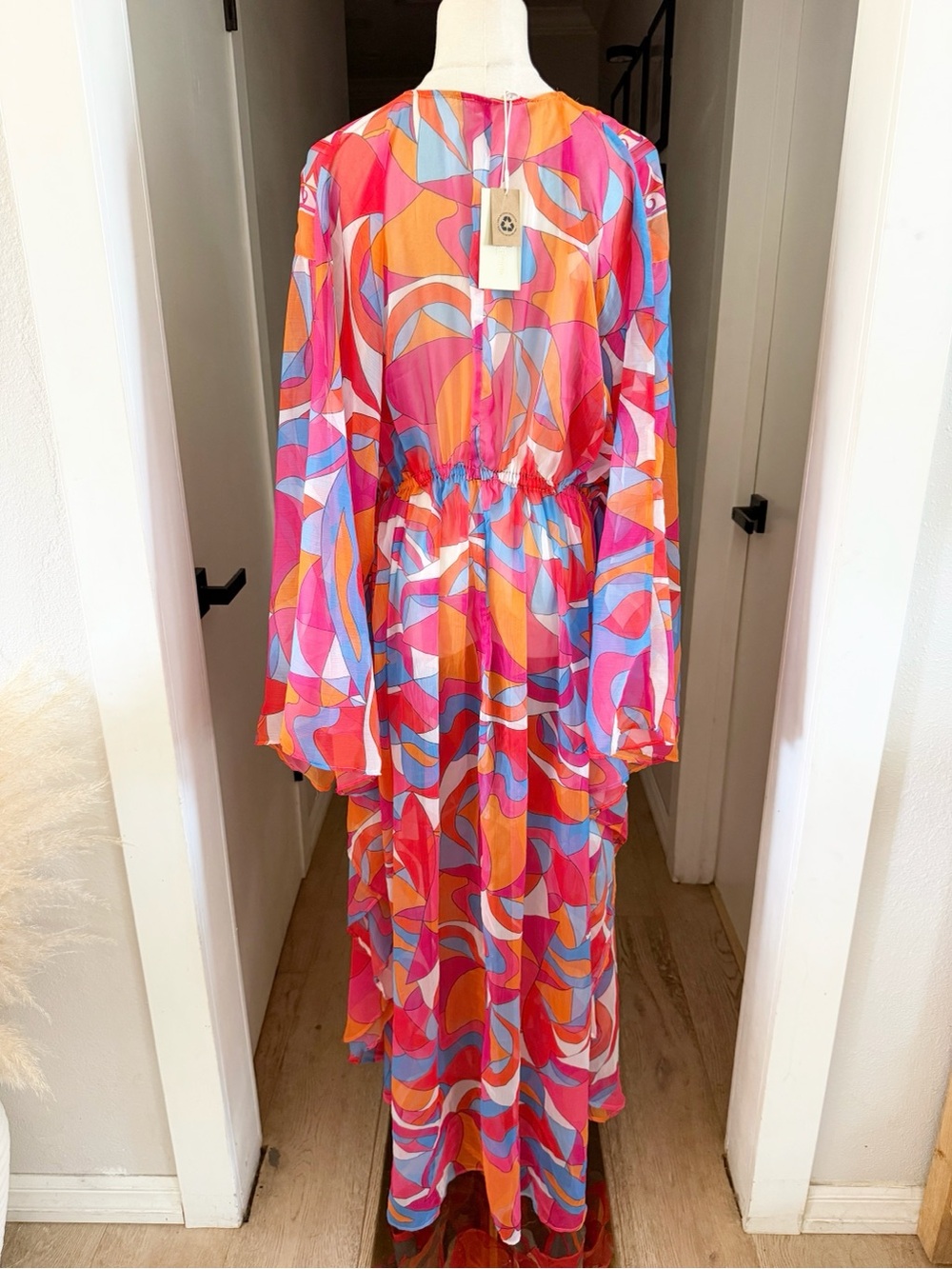 Ramy Brook Phebe Semi-Sheer Maxi Coverup Dress Apricot Multi Sz S MSRP $345 NWT - Picture 6 of 8